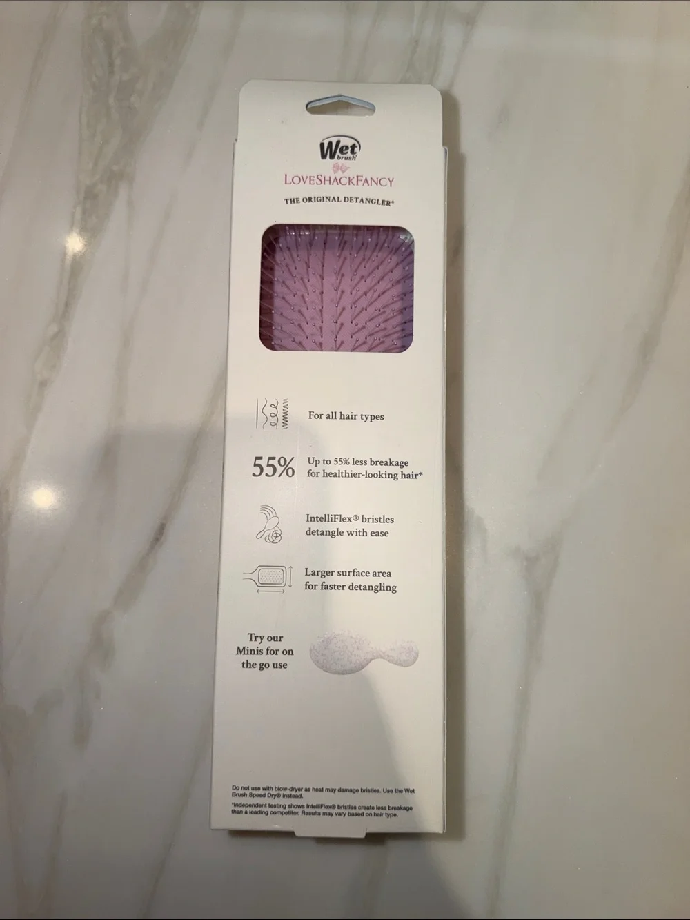 LoveShackFancy Floral Paddle Detangler Brush - White and Pink
